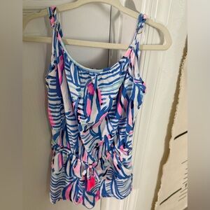 Lilly Pulitzer Blue and Pink Patterned Romper